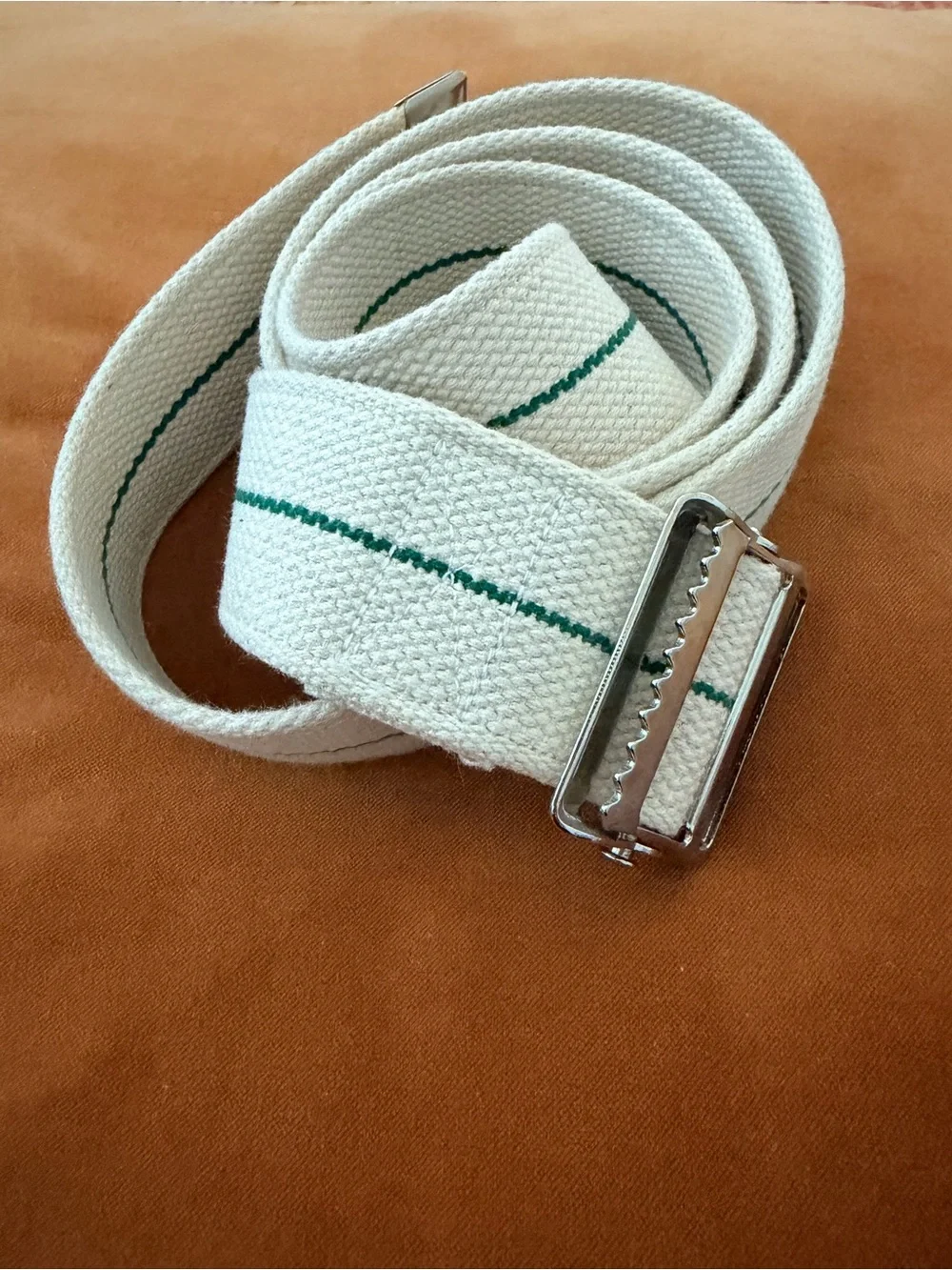 Canvas Web Belt with Green Stripe - Men's Accessory